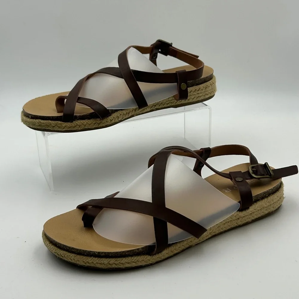 Esprit Judy Sandals Women 8 Brown Strappy Espadrille Flatform Boho Summer